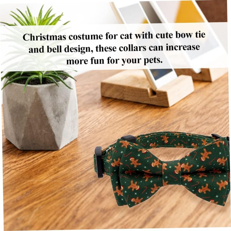 woobles Cat Christmas Bow Tie, Christmas Cat Collar Adjustable Kitten Bow Tie with Bells Cute Collar for Puppy Small Pet 2pcs, Christmas Cat Collar - Image 2
